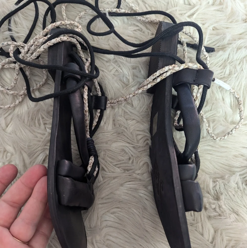 Free People Linden Wrap Sandal in Black
